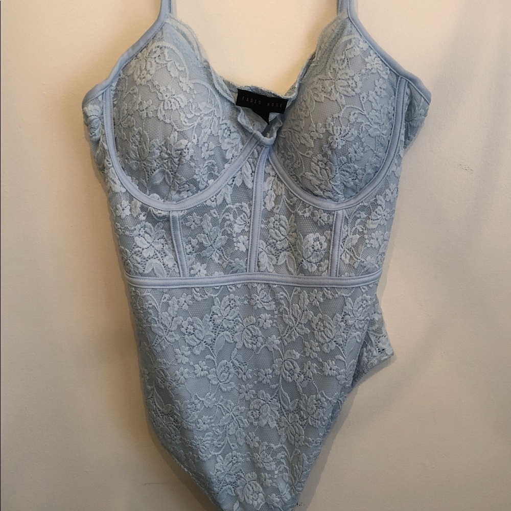 Women’s spring sexy Blue Lace Bodysuit